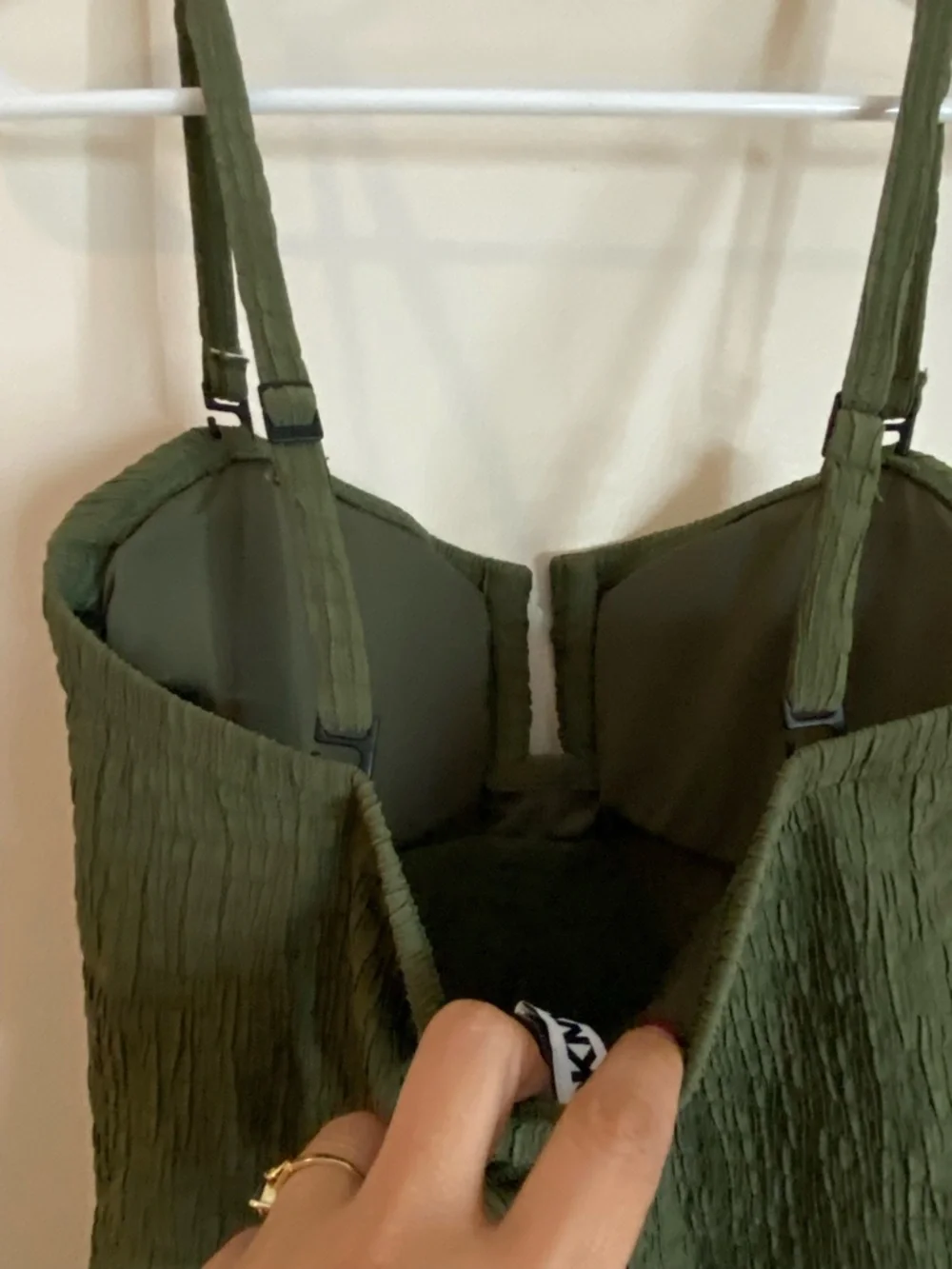 DKNY U-Wire Olive Green Textured One-Piece Swimsuit - Picture 4 of 10